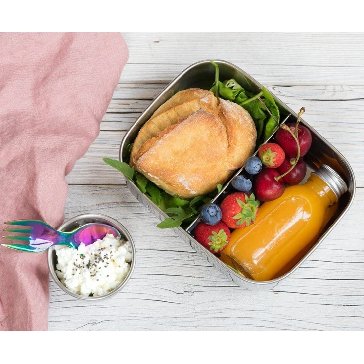 LEKKABOX Campinglöffel Mini Edelstahl Göffel, 10cm - Gabel Löffel Spork klein Kinder Brotdose, Extra klein, nur 10 cm lang – passt in jede Brotdose – Bild 2