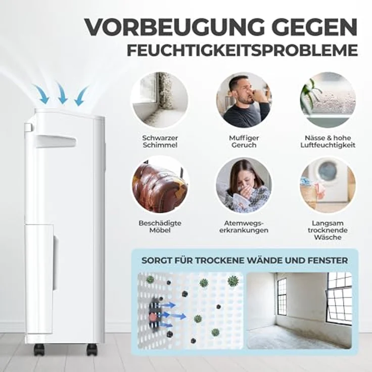 KLAMER Luftentfeuchter elektrisch 25L, 180m³ Luftumwälzung pro Stunde, 440W, App-Steuerung, kompakt und mobil – Bild 3