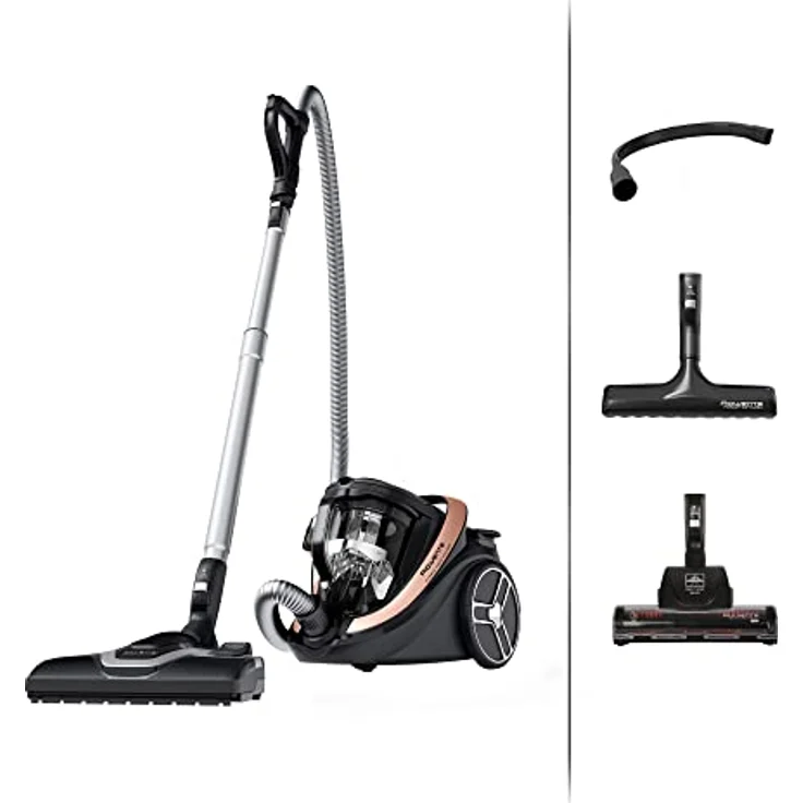 Rowenta RO7954 Silence Force Cyclonic Effitech, beutelloser Bodenstaubsauger in Schwarz/Roségold, 2.5 Liter, 59 dB, HEPA-Filter, hohe Saugkraft – Bild 1