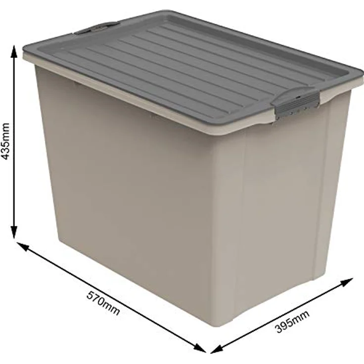 Rotho Compact Aufbewahrungsbox 70l mit Deckel und Rollen, Kunststoff (PP recycelt) BPA-frei, cappuccino/anthrazit, A3/70 Liter (57,0 x 39,5 x 43,5 cm) – Bild 4