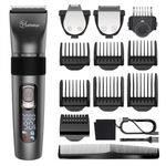 HATTEKER Haarschneider RFC-695, Bartschneider, kabellos, wasserdicht, Titanbeschichtete Klinge