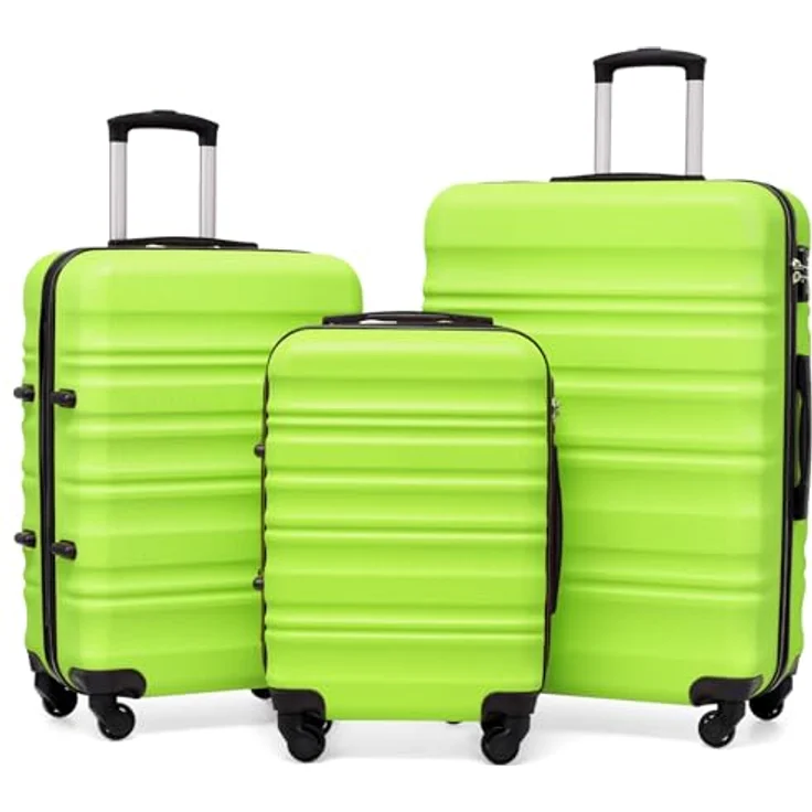 COOLIFE Hartschalen-Koffer Trolley Rollkoffer Set, TSA-Schloss, 4 Rollen, grün, in 3 Größen verfügbar – Bild 1