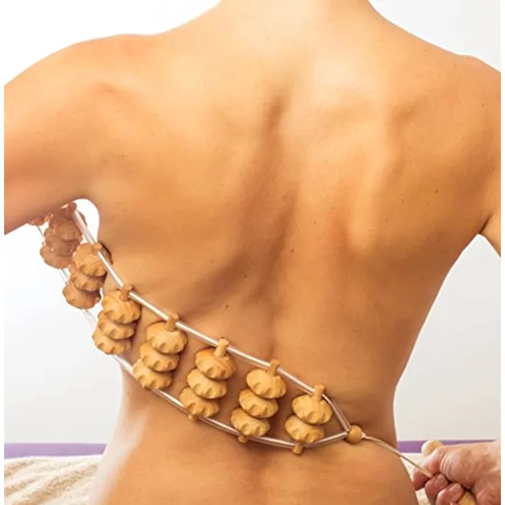 Tuuli Accessories Massage Massagegerät Rücken Massageroller Rückenmassagegerät mit Grif Roller aus Holz 120 cm (Rollfläche 40 x 7 cm)