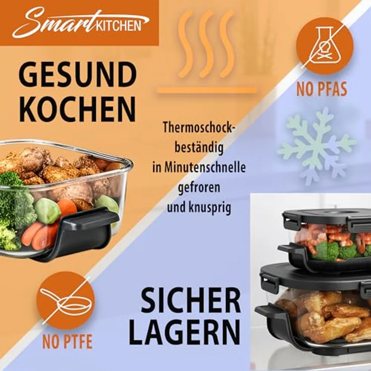 Telewelt Heißluftfritteuse 4-in-1 mit Temperatursteuerung, Timer und automatischer Abschaltung, Schwarz, 5,5 Liter – Bild 4