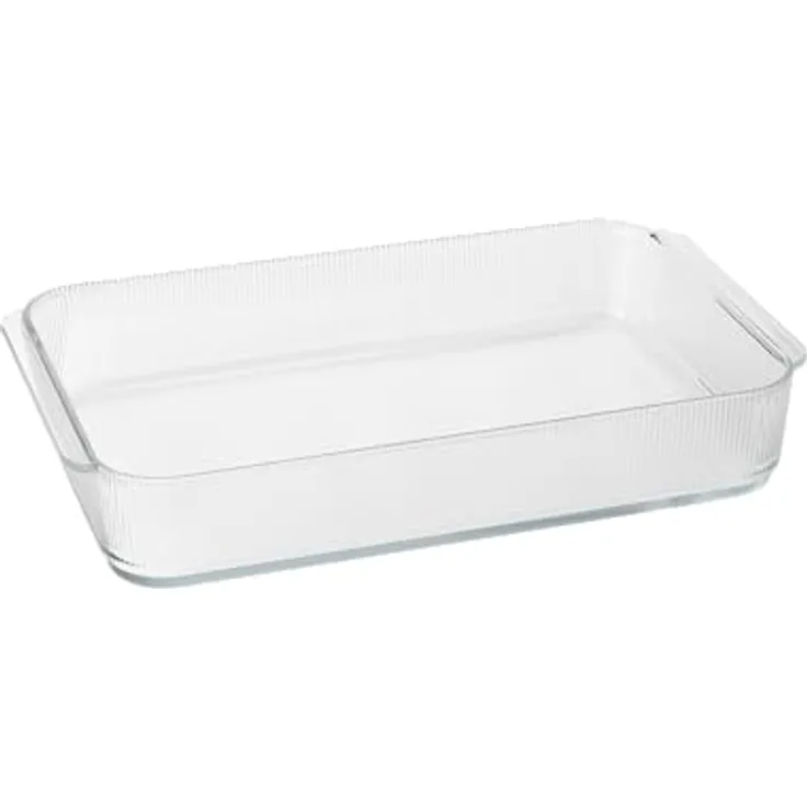 Stelton Pilastro, geriffelte Ofenfeste Glasschale, 40.8 cm, transparent, spülmaschinenfest, ideal für Lasagne, Gratin und Gebäck