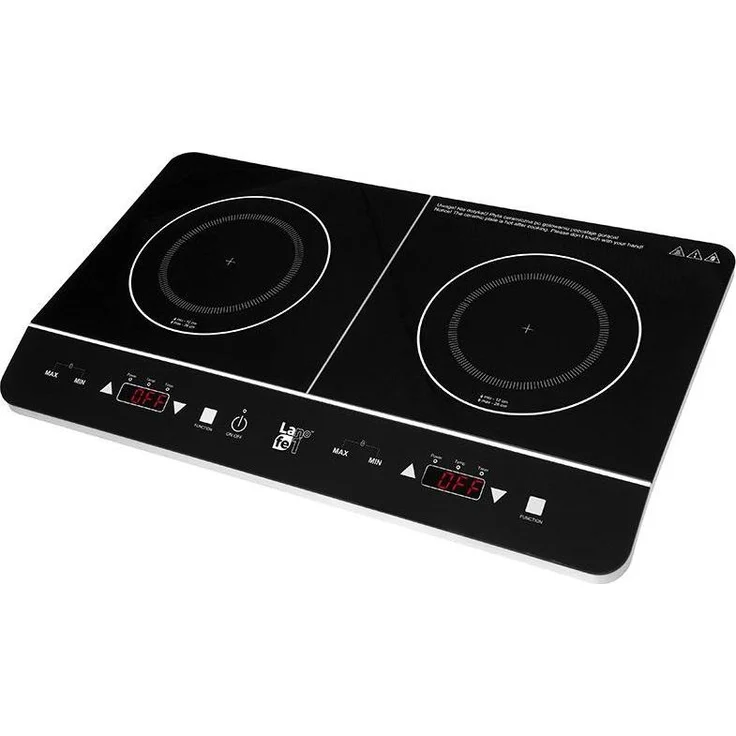 Lafe CIY 002, tragbare Induktionskochplatte mit 2 Kochzonen, Schwarz, LCD-Display, Sicherheitsfunktionen