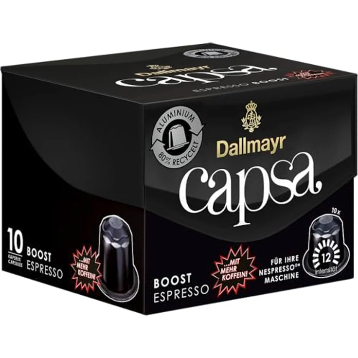 Dallmayr Capsa Espresso Boost, Nespresso kompatibel Kapsel, mit mehr Koffein, Kaffeekapsel, Espressokapsel, 10 Kapseln, 56 g – Bild 5