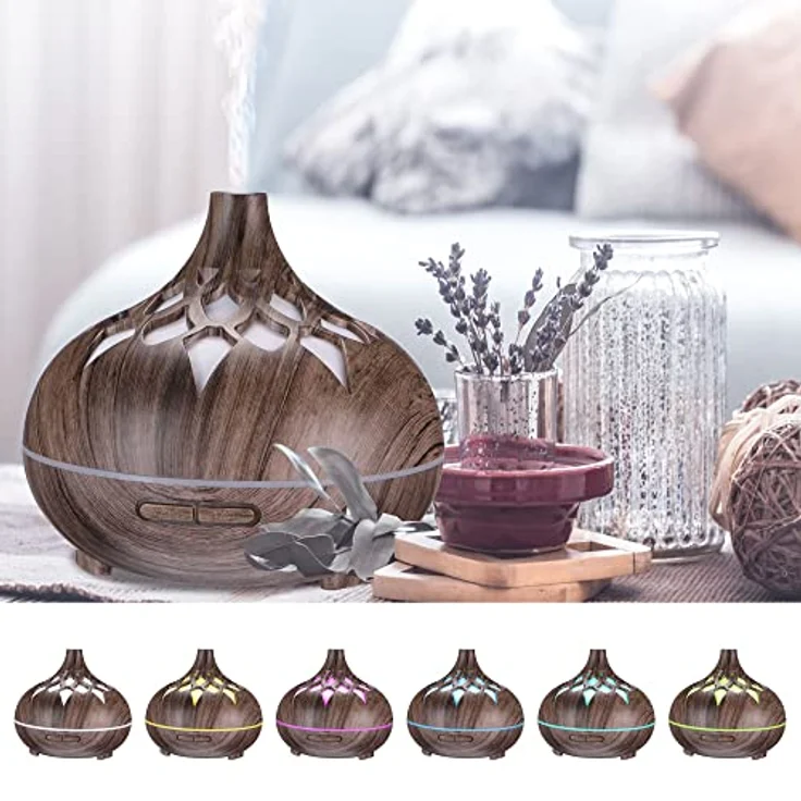 Sixtol Aroma Diffusor Palm grau Holz 500ml, Design elektrischer Luftbefeuchter – Bild 4