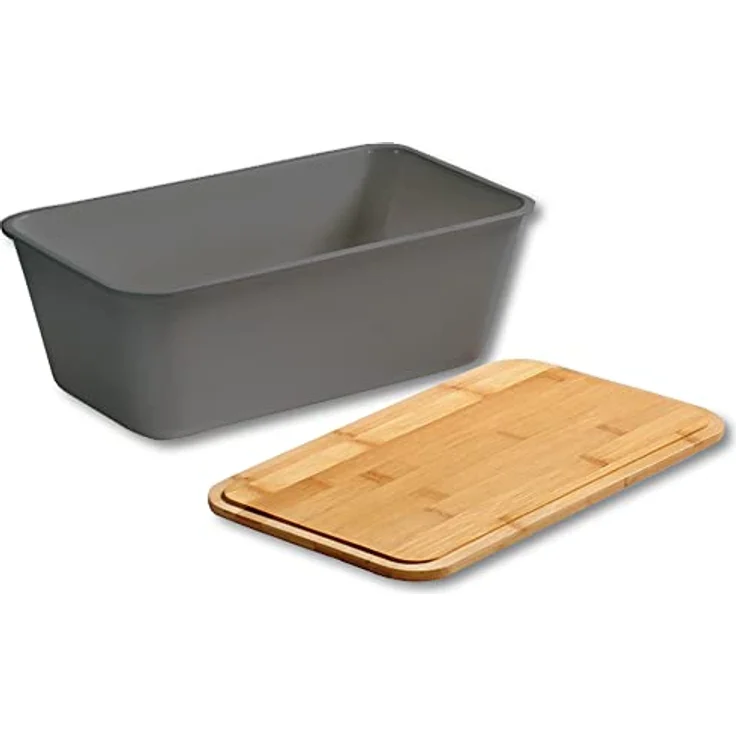 Kesper | Brotbox, Material: Kunststoff, Bambus, Maße: B: 35 x H: 20 x T: 13,5 cm, Farbe: Grau | 58491 – Bild 4