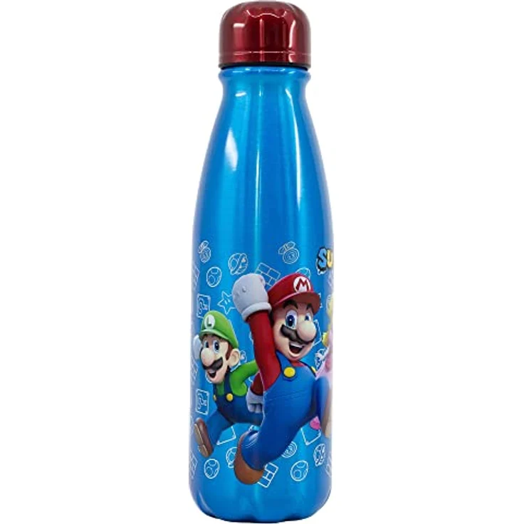 Super Mario Aluminium Trinkflasche 600 ml, auslaufsicheres Design für Kinder – Bild 2