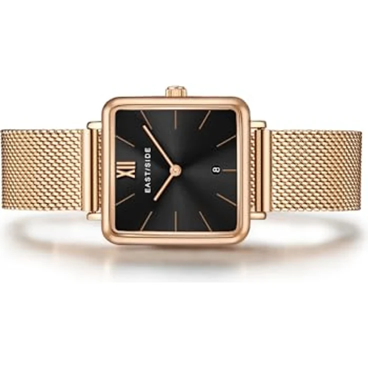 Eastside Damen Uhr analog Japan Quarzwerk mit Edelstahl roségold Armband 10080084 - Stilvolle Damenuhr mit Roségold-Plattierung und Milanaise-Armband – Bild 4