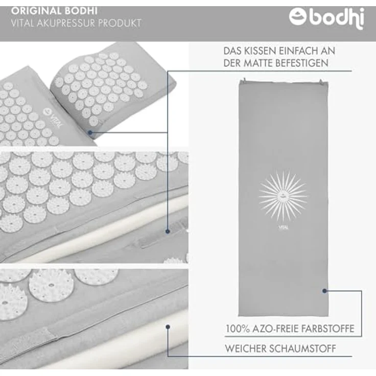 bodhi Akupressurmatte & Kissen Set VITAL XL steingrau (Set) – Bild 5