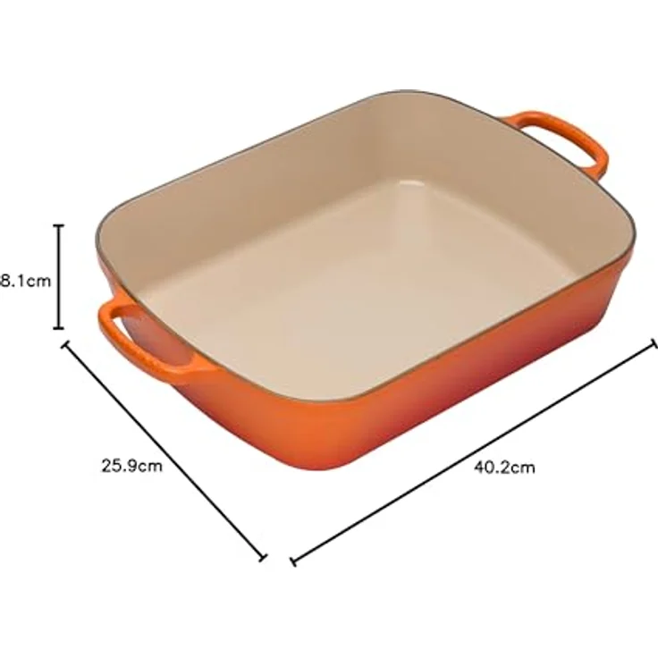 Le Creuset Signature Gusseisen-Bratreine, 33 cm, Rechteckig, Für alle Herdarten und Induktion geeignet, Volumen: 4,9 l, Ofenrot – Bild 11