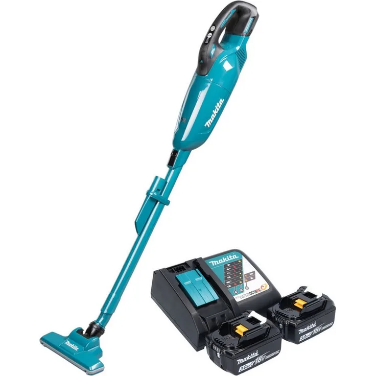 Makita DCL 284 FRF2, Akku-Handstaubsauger mit 18 V, 0,73 l Behälter, 2x 3,0 Ah Akkus und Ladegerät, geräuscharm, 4 Saugstufen