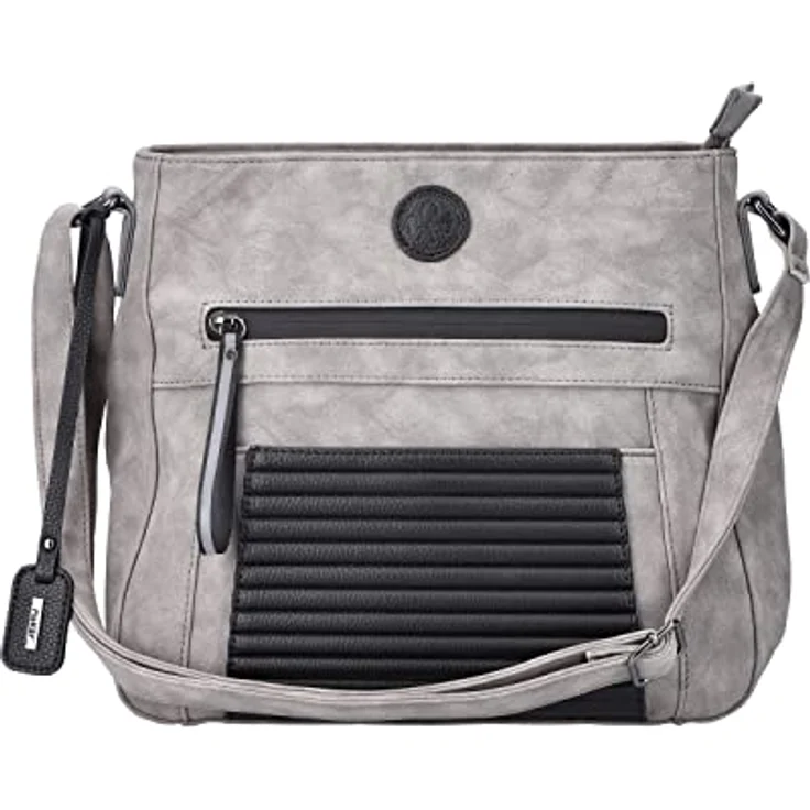 Rieker Umhängetasche, Schultertasche mit praktischen Fächern, grau-schwarz, 2 Hauptfächer, verstellbarer Schulterriemen – Bild 2