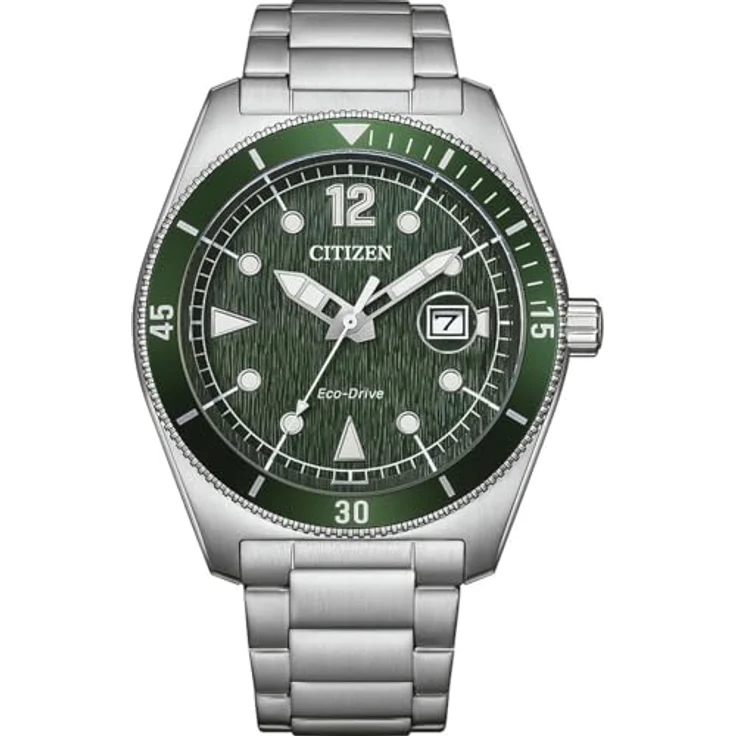 Citizen Eco-Drive Marine Sports Solar Herren-Armbanduhr Edelstahl, grün, analog mit Kalenderfunktion – Bild 1
