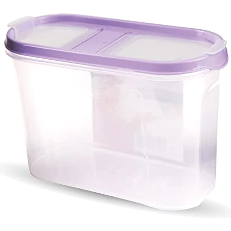 Bestlivings Vorratsdose Müslispender, transparente Schüttdose für Lebensmittel, 1,4 Liter, luftdicht mit 2 Öffnungen, Kunststoff, 7cm x 17cm x 12,5cm – Bild 1