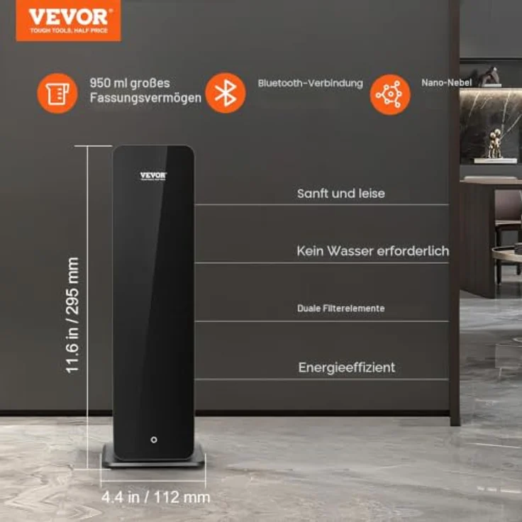 VEVOR Duftluftmaschine, 950 ml Bluetooth-Smart-Kaltluftdiffusor für ätherische Öle, 3000 Quadratfuß, bodenstehendes Aromatherapiegerät für große Räume und Büros – Bild 2