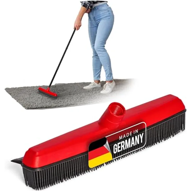 Novaliv Gummibesen mit Abzieher, Schwarz, Hundehaarentferner für Teppich und Parkett, 30x5x10 cm