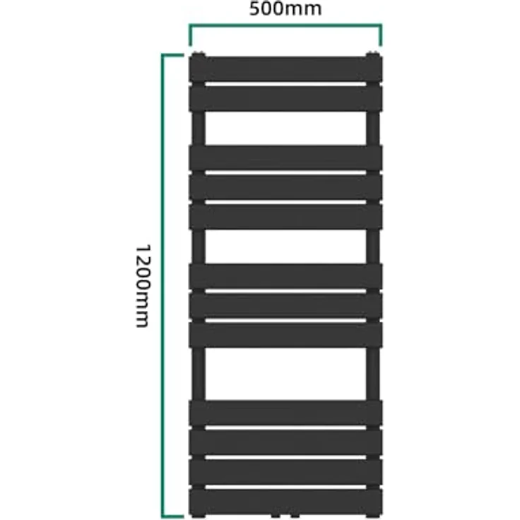 Neu.Haus Handtuchheizkörper Voss, Schwarz 120x50cm, 615 W Heizleistung, platzsparendes Design, Lamellen, einfache Wandmontage – Bild 5
