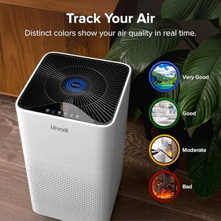 Levoit LV-H135 Air Purifier, Luftreiniger, für bis zu 43 m², CADR 360 m³-h, H13 HEPA-Filter, Luftqualitätssensor, Schlafmodus, Timer, weiß – Bild 4