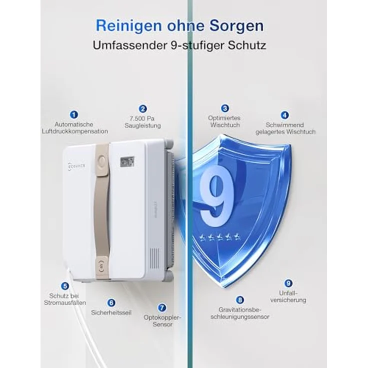 ECOVACS Fensterputzroboter WINBOT MINI, Ultraschall-Wassersprüh-System, WIN-SLAM 3.0-Technologie – Bild 6