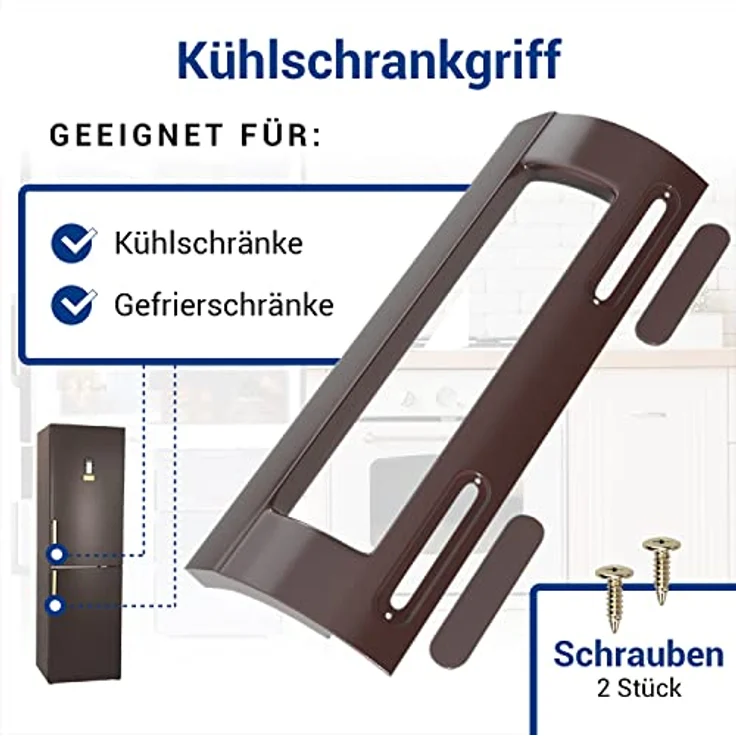 VIOKS Kühlschrank Griff Universal 200x70x25mm & Brauner Türgriff Set mit Befestigungsabstand 84-160 mm für Kühlschrank mit Gefrierfach/Gefrierschrank & Kühlschranktür Ersatzteile Türgriff – Bild 2