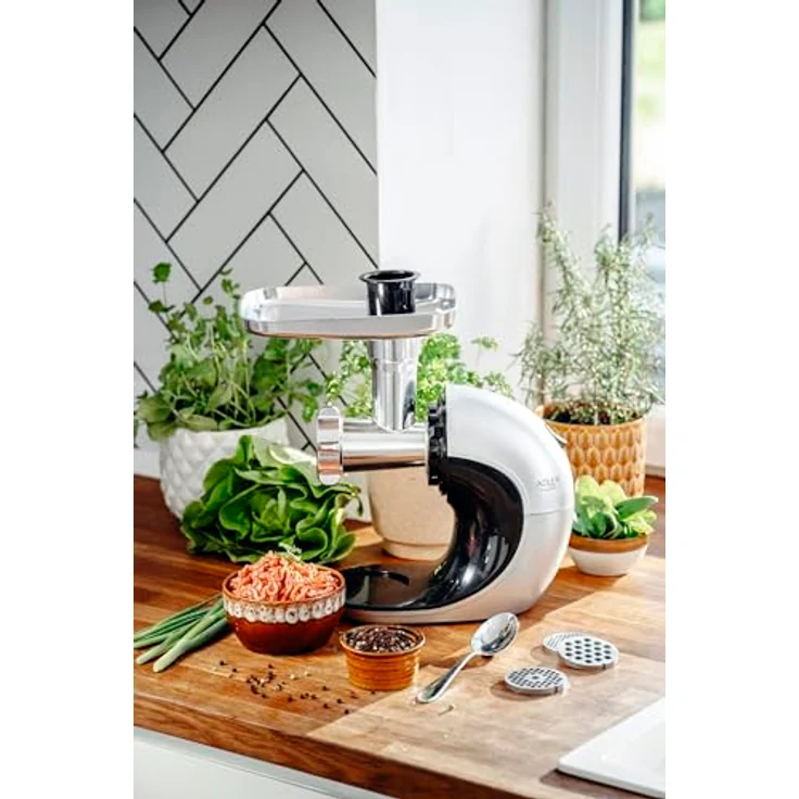 Adler AD 4131 Slow-speed juicer 3in1 - Meat mincer, Juicer, Vegetable grater, Stainless Steel, Entsafter, Silber – Bild 6