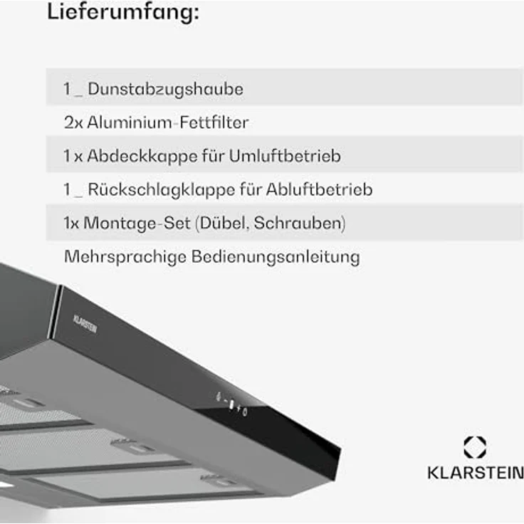 Klarstein Contempo Neo 90, Unterbau-Dunstabzugshaube mit 175 m³/h Abluftleistung, SenseControl Touch-Steuerung, Edelstahl/Acrylglas – Bild 8