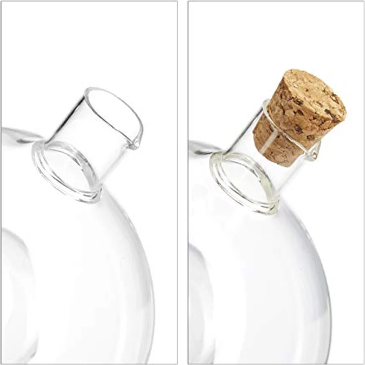 relaxdays Ölspender Essig- und Ölspender 2 in 1, dekoratives Glassegment mit Korken, transparent, 375 ml und 50 ml Fassungsvermögen – Bild 6
