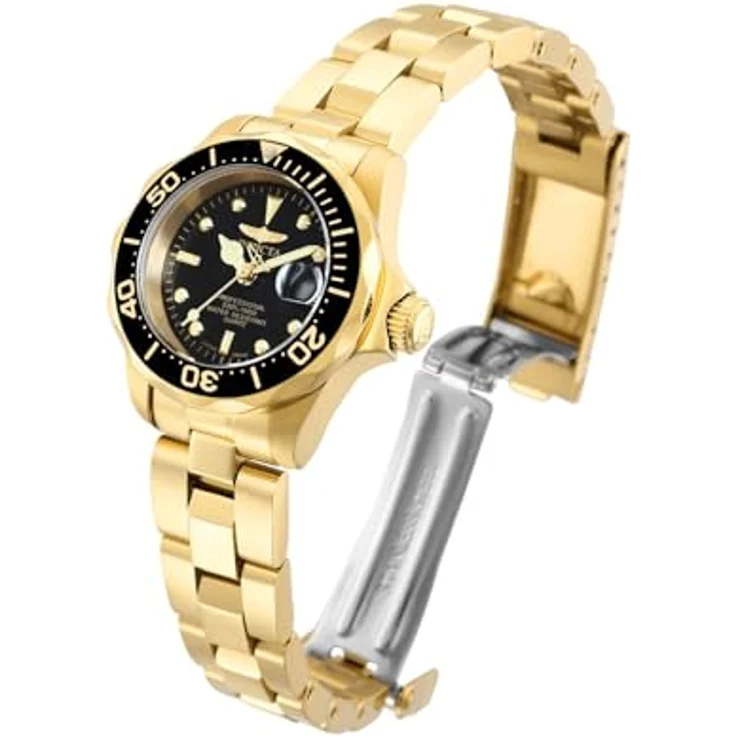Invicta Pro Diver Damen Armbanduhr, 24mm Edelstahlgehäuse mit schwarzem Zifferblatt, Quarzuhrwerk, 10 bar wasserdicht – Bild 2