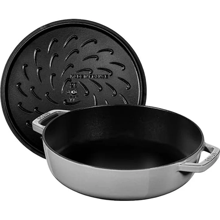 Staub Bräter mit Chistera, Induktionsgeeignet, Gusseisen, Graphitgrau, 24 cm, 1 Einheiten – Bild 3