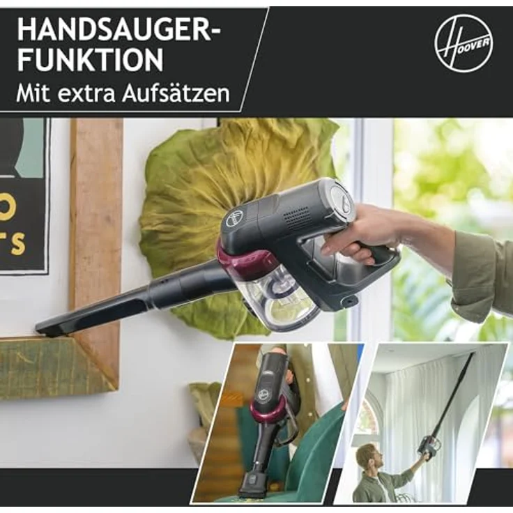 Hoover 360° manövrierbarer Akku Staubsauger mit LED für 120 m² Fläche, Staubsauger kabellos für alle Bodenarten, Bodendüse mit Anti-Twist gegen Verheddern von eingesaugten Haaren [HF410H] – Bild 5