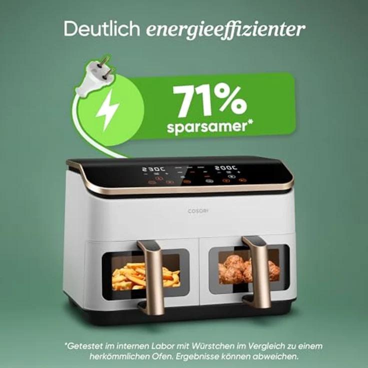 Cosori Airfryer 8,5L Heißluftfritteuse mit Sichtfenster, 2 Kammern und App-gesteuerten Rezepten – Bild 6