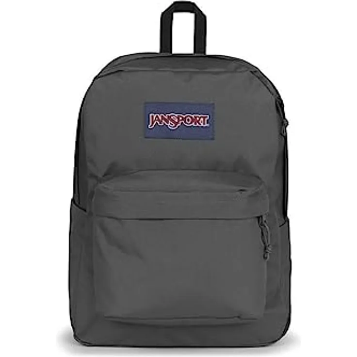 Jansport SuperBreak Plus Freizeitrucksack mit Laptop-Innenfach und seitlicher Trinkflaschentasche, grau