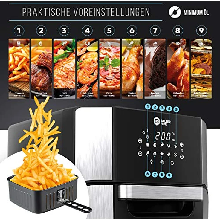 Balter HL-1200 Heißluft-Mini-Backoffen Heißluftfritteuse – Bild 3