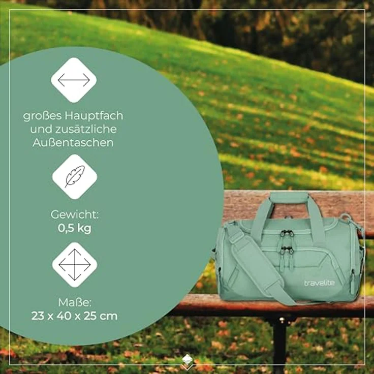Travelite Kick Off Weekender Reisetasche S, 40 cm, grün, 100% Polyester, kompakt und praktisch – Bild 4