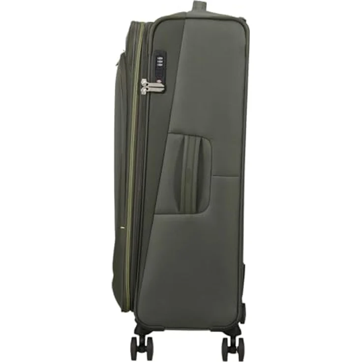 American Tourister Trolley Wanderlite Spinner Exp. TSA, erweiterbar auf 123 Liter, Dark Khaki tannengrün, 80 cm mit vier Rollen und TSA-Schloss – Bild 3
