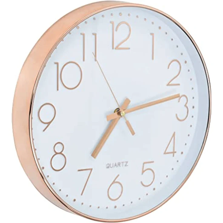 vidaXL Wanduhr mit rotgoldenem Rand und weißem Zifferblatt, 30 cm Durchmesser – Bild 4