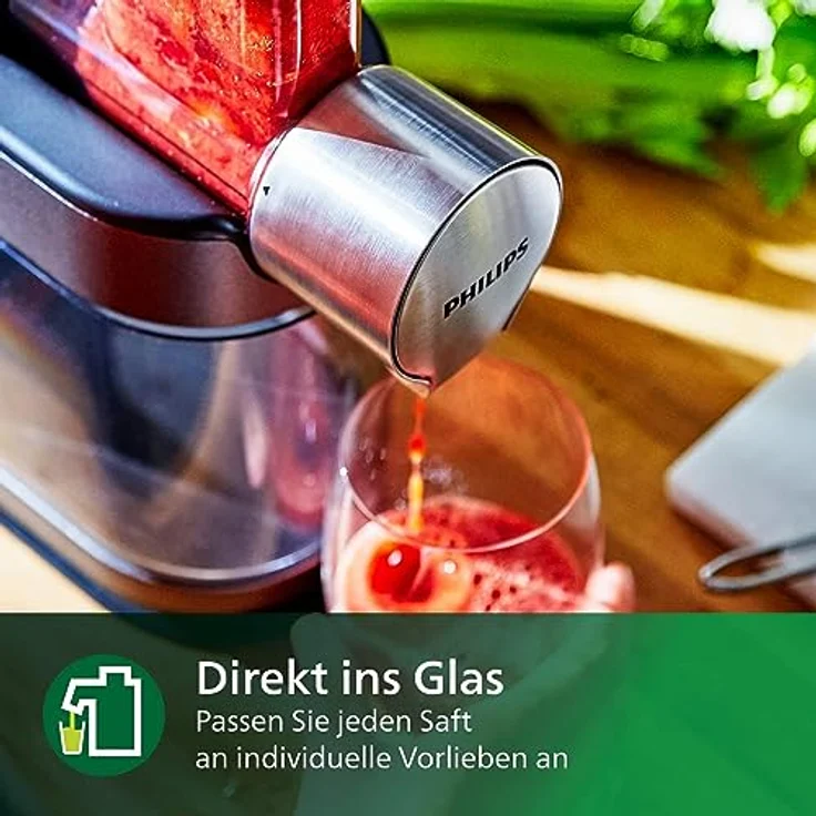 Philips HR1949-20 Slow Juicer, Entsafter für kaltes Pressen, maximale Nährstoffextraktion, edelstahl – Bild 6