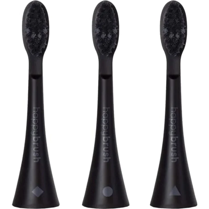 happybrush Aufsteckbürste ECO VIBE 3 Aufsteckbürsten, abgerundete Aktivkohle-Borsten, 3 Stück – Bild 1