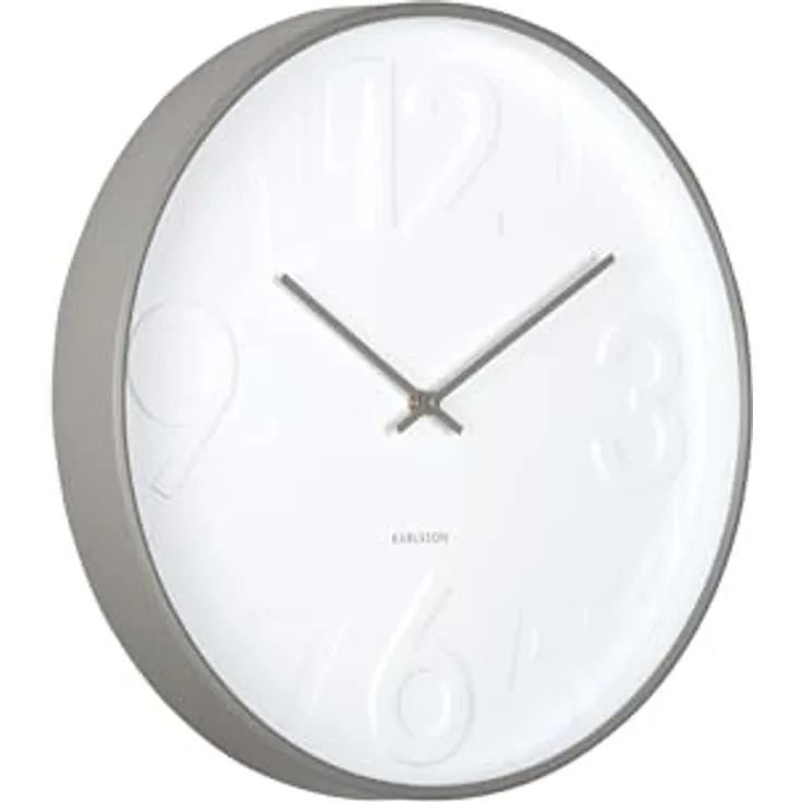 Karlsson Wanduhr Ayuno, Dunkelgrau, Ø40cm, Rund, aus Polypropylen, moderne Wanduhr für Wohnzimmer