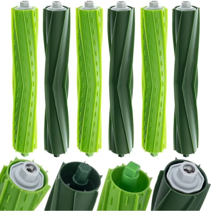 ROSFIX Hauptbürsten Set 6-teilig, Gummiwalzen, Klickmontage, leise und effektive Reinigung, kompatibel mit iRobot Roomba E4–J7 Serien