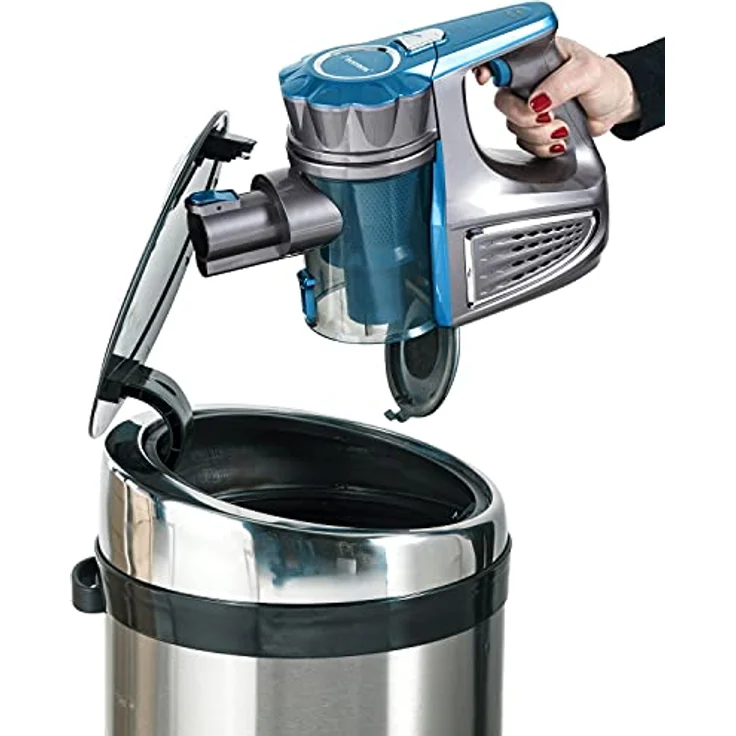 Bestron Kabelloser Handstaubsauger mit Stab, Beutellos, Kapazität: 0,6 l, 120 Watt, Blau-Grau – Bild 3