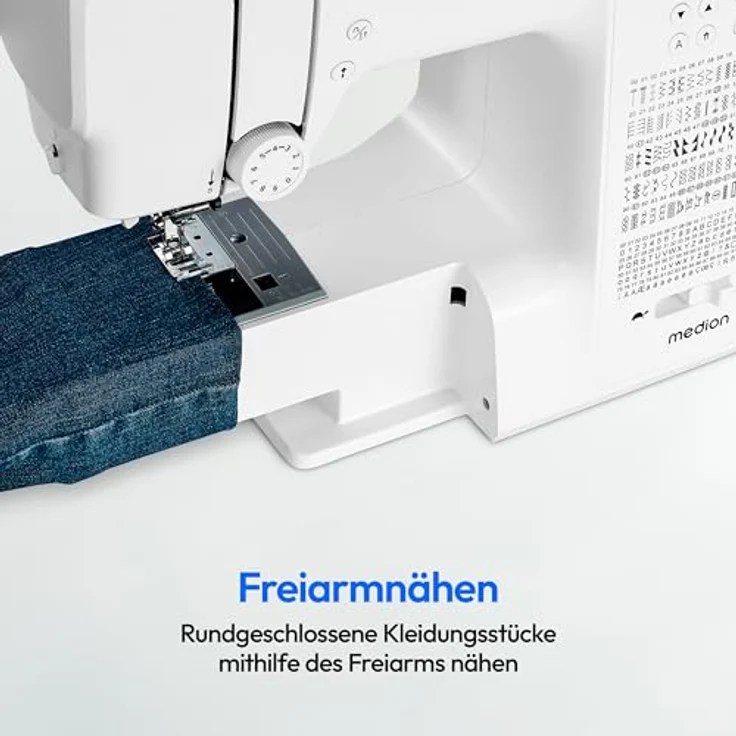 Medion® Computer-Nähmaschine MD 11881, 270 Stichmuster, 1-Schritt Knopfloch, 8 Programme, Doppelnadelfunktion, Automatischer Einfädler, Geschwindigkeitsregler – Bild 4