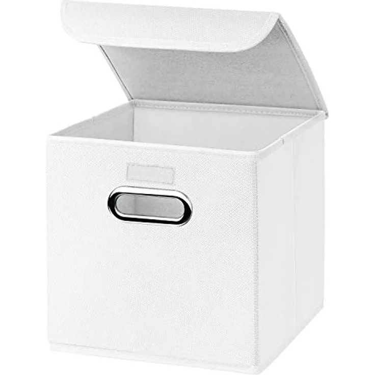 CM3 2 Stück weiß Faltbox 25 x 25 x 25 cm Aufbewahrungsbox faltbar, mit Deckel – Bild 2