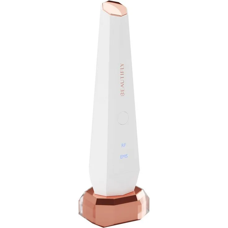 Beautifly Elektrische Gesichtsreinigungsbürste B-LUMIX-PRO mit Face Lifting-Effekt, 24K vergoldeter Energiekopf, Multipolare Radiofrequenz, EMS-Mikroströme für Hautstraffung, automatischer UV-Lichtsterilisator, Wärme bei 37-41°C