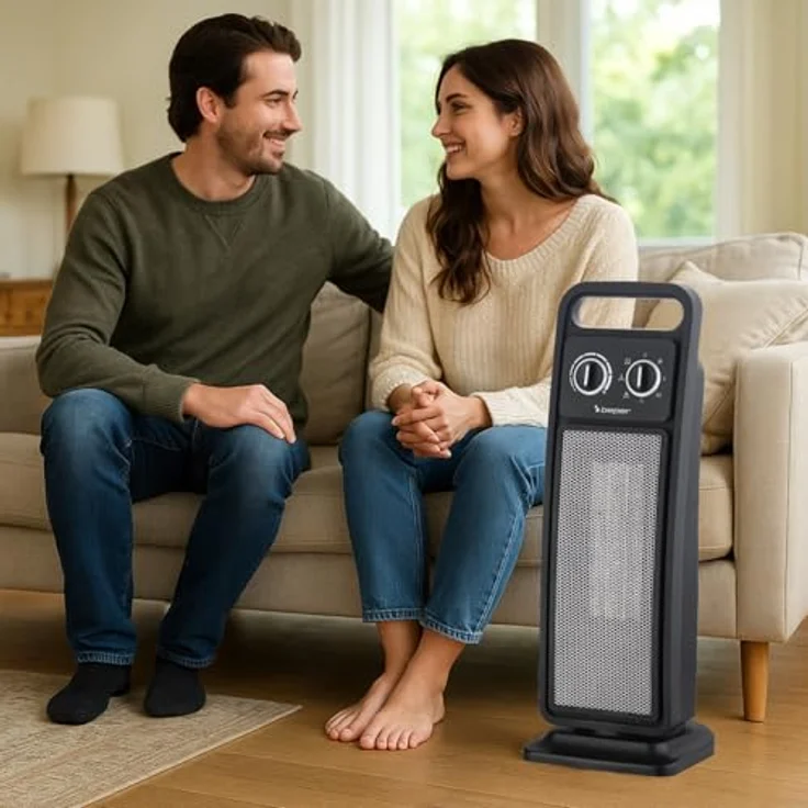 BEPER P203TER002 Keramik-Turmheizlüfter, 2000 W mit automatischer Oszillation, einstellbarem Thermostat und 2 Heizstufen, kompakt und sicher – Bild 5