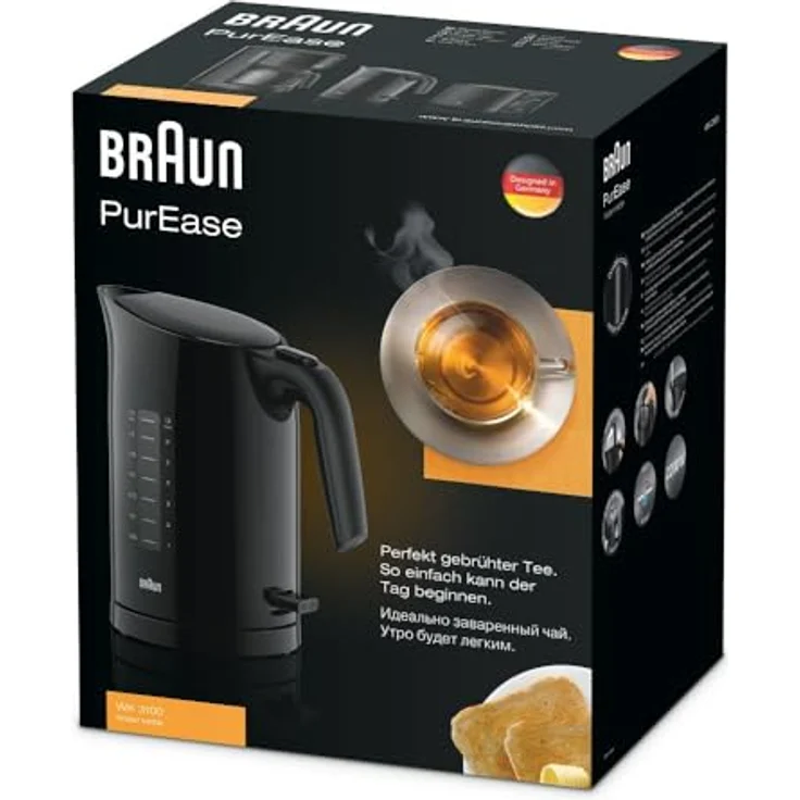 Braun WK 3100 BK Wasserkocher | Füllmenge 1,7 l | 2.200 Watt | Schnellkochsystem | Herausnehmbarer Anti-Kalk-Filter | Große Wasserstandsanzeige | BPA Frei | Schwarz – Bild 5