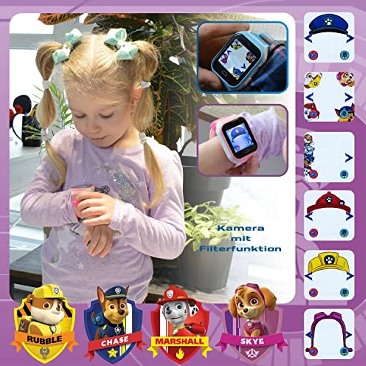 PAW PATROL Patrol 4G Kids-Watch Uhr für Mädchen mit Filtern die der integrierten Kamera gemacht Werden. Chat, Videoanrufe, Video, & Körpertemperatur (Rosa), 4942, Standard – Bild 2